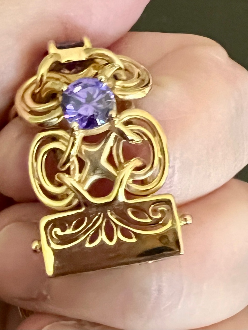 Vintage Purple Amethyst CZ Bracelet Gold Over 925 Silver - Picture 5 of 8